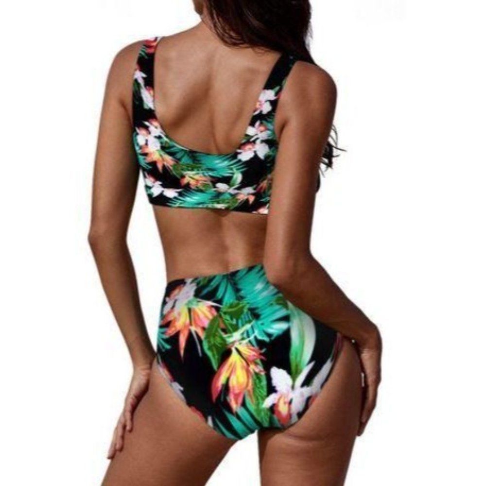 Tropical Floral 2 Piece Bikini Swimsuit - Picture 2 of 5